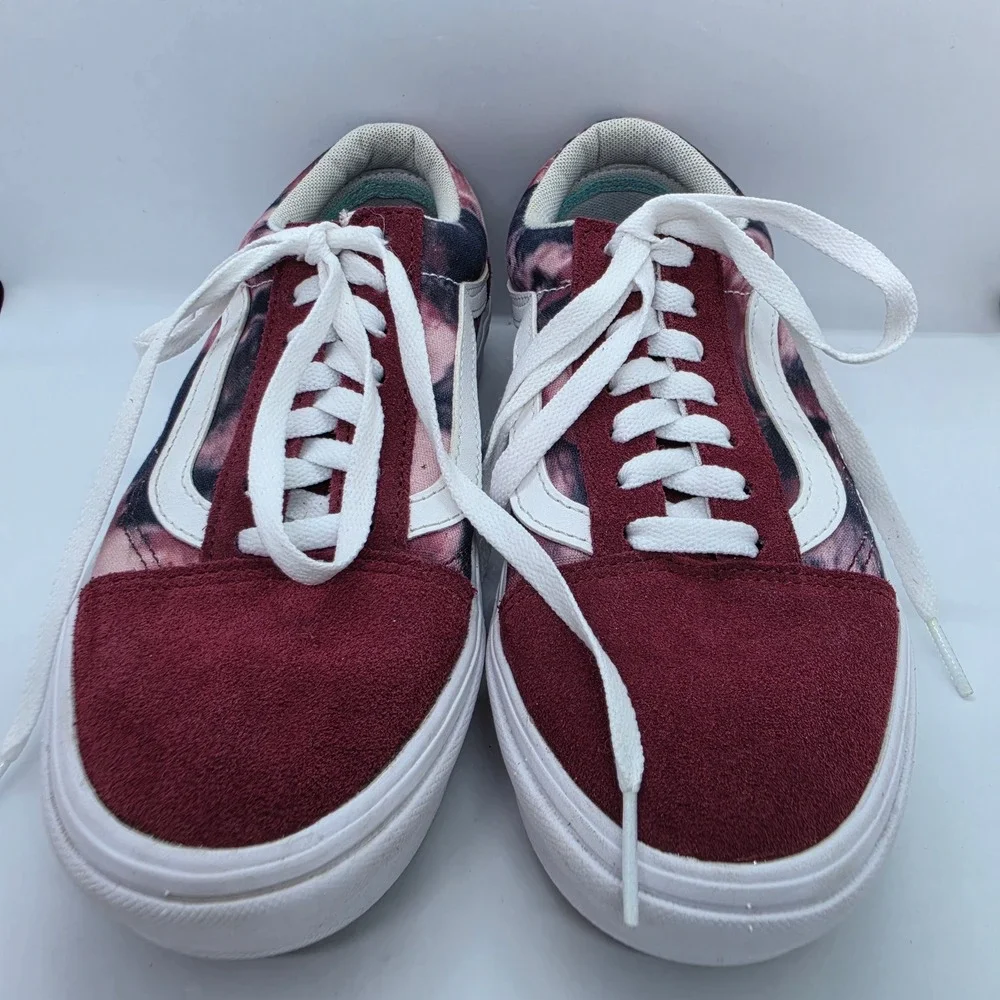 Vans Old Skool ComfyCush Burgundy TieDye Suede Canvas Sneakers Womens 7 Mens 5.5